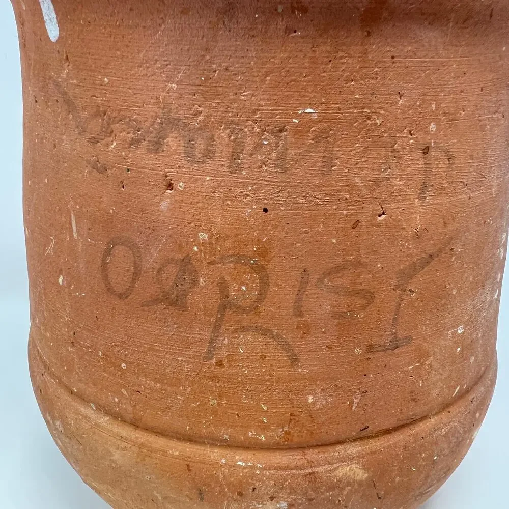 Antique Greek Terracotta Olive Oil Pot Pithari Jar Signed Ophrisi Crock 9 Inches